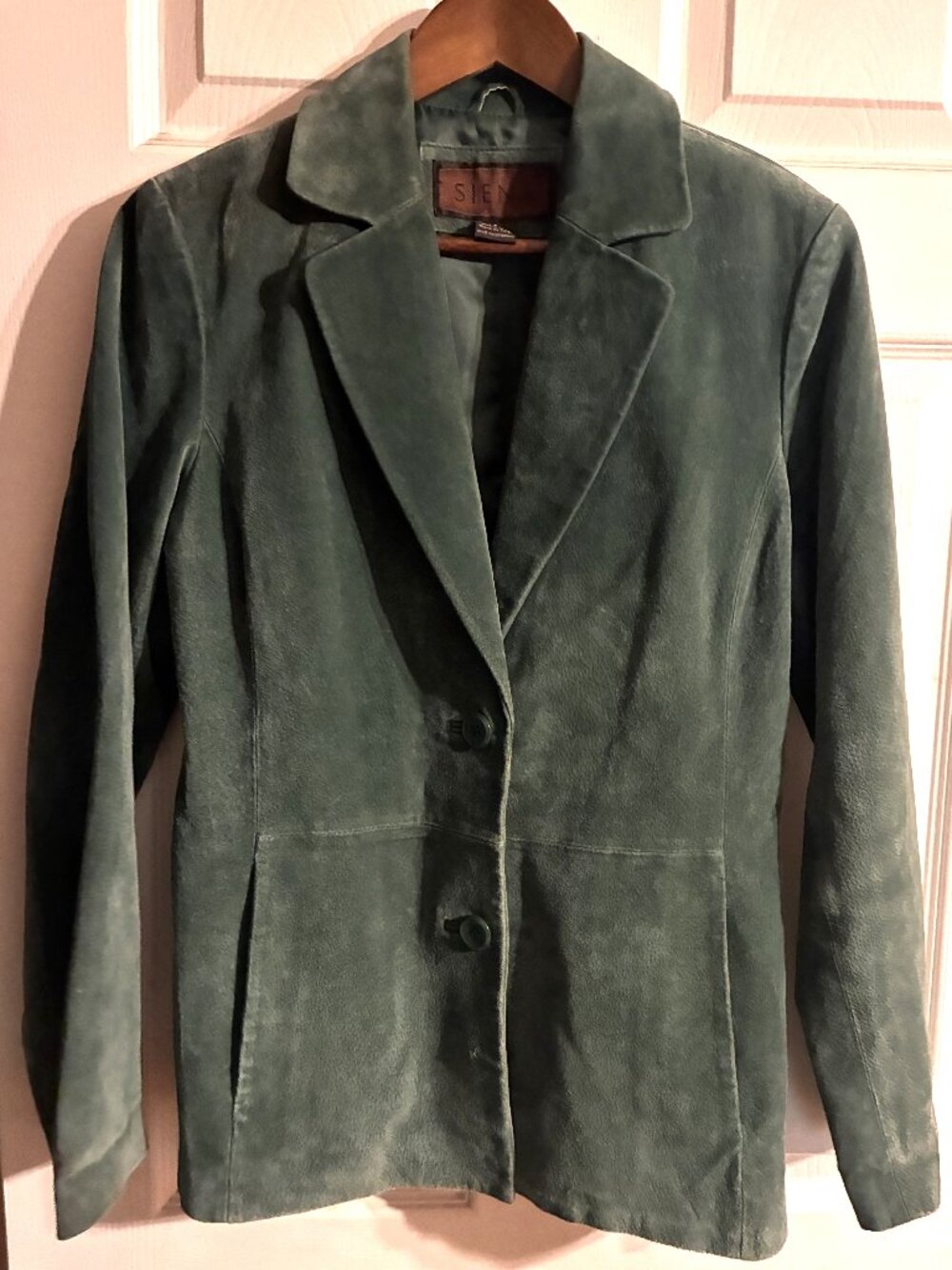 Siena Genuine Suede Leather Blazer Jacket Sage Green